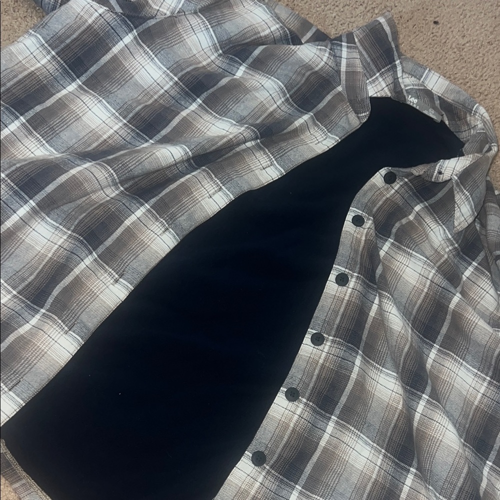 Lee Men's Casual Plaid Shirt - Black and White